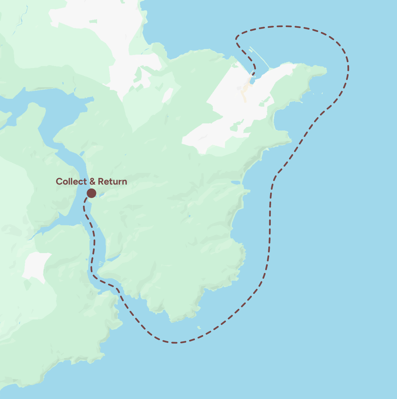 Route map for Noss Marina to Brixham