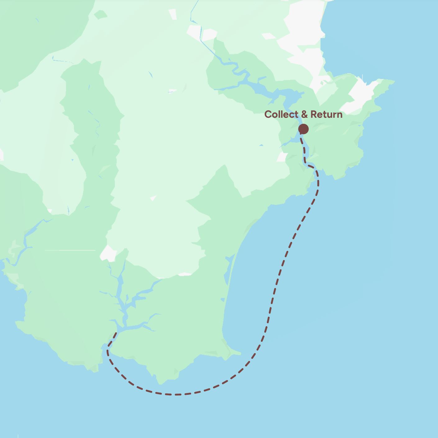 Route map for Noss Marina to Salcombe